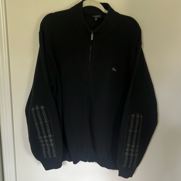 Burberry Other - Burberry  black zip front patch elbow black sweater Size Men’s XL